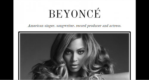 Beyoncé Tribute Page